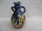 Belgisch art nouveau gedraaid 3 handvat druppel glazuur vaas, Ophalen of Verzenden