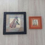 2 Schilderijen met giraffen., Minder dan 50 cm, Ophalen of Verzenden, Zo goed als nieuw, Schilderij