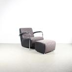 1x Leolux Scylla Fauteuil Laag Grijs Rondjesmotief+ Hocker, Niet ingevuld, Leer, Niet ingevuld, 75 tot 100 cm
