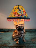 Keramiek franse bulldog lamp met luipaard print, Overige materialen, 50 tot 75 cm, Unique, design, vintage, modern, Nieuw