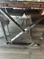 Eetafel met 4 stoelen, Huis en Inrichting, Tafels | Eettafels, Ophalen, Gebruikt, 50 tot 100 cm, Glas