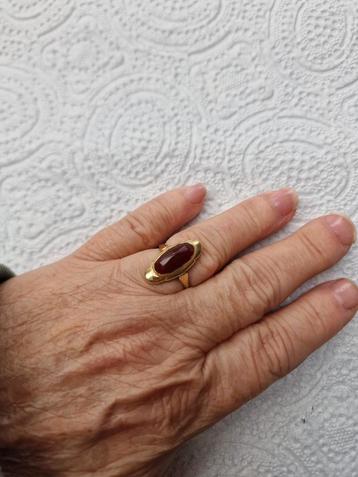 14kt Gouden Ring met Carneool - Maat 17 beschikbaar voor biedingen