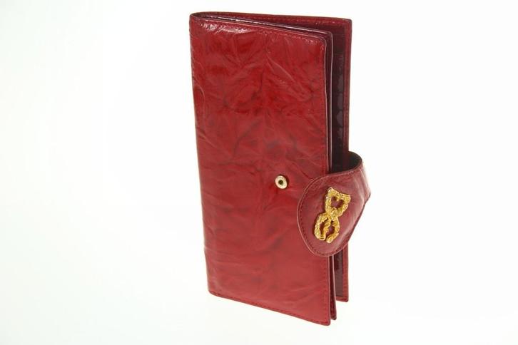 Portemonnee Dolce & Gabbana rood lak leer met goud DG, Sieraden, Tassen en Uiterlijk, Portemonnees, Gebruikt, Dolce & Gabbana