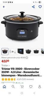 Slowcooker Tristar VS-3920 4,5 Liter, Witgoed en Apparatuur, Slowcookers, Ophalen, Nieuw