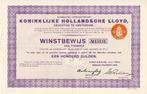 Winstbewijs Koninklijke Hollandsche Lloyd, Amsterdam 1925, Verzamelen, Ophalen of Verzenden, Gebruikt, Motorboot, Kaart, Foto of Prent