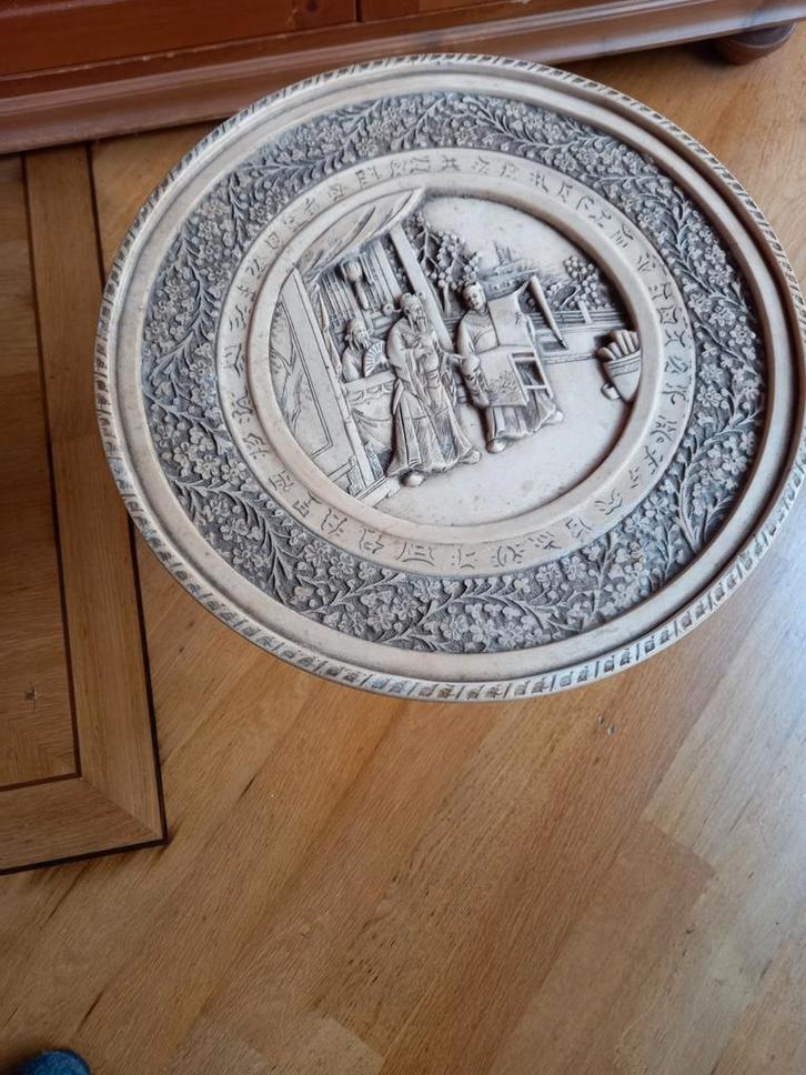 Vintage oud antiek bijzettafeltje., Huis en Inrichting, Tafels | Bijzettafels, Gebruikt, Rond, 45 tot 60 cm, Minder dan 55 cm