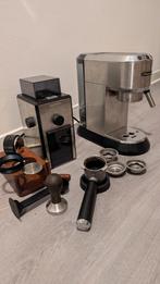 Complete Barista Set: De'Longhi Espresso, Molen & Tamper, Espresso apparaat, Koffiebonen, Ophalen of Verzenden, Zo goed als nieuw