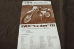SWM Six Days 125 verkoop folder flyer, Motoren, Ophalen of Verzenden, Overige merken