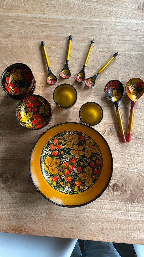 Khokhloma set, Antiek en Kunst, Curiosa en Brocante, Ophalen of Verzenden