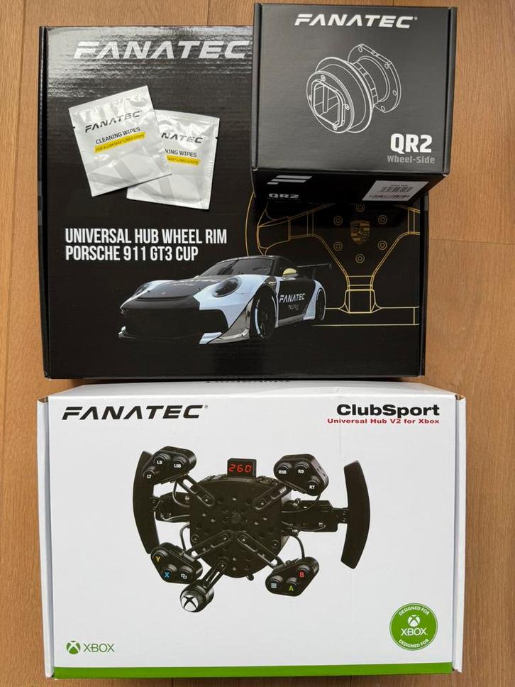 Fanatec Podium Porsche GT3 + Xbox Universal Hub V2 + QR2, Computers en Software, Joysticks, Zo goed als nieuw, Verzenden