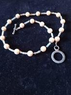 Kralenketting met Nep-Parels & Kristalletjes, Overige materialen, Ophalen of Verzenden, Zo goed als nieuw, Zilver