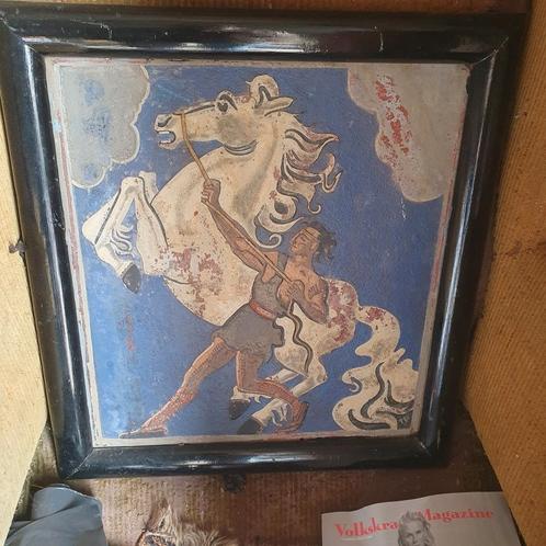 Amsterdamse school eternietplaat met fraaie voorstelling., Antiek en Kunst, Antiek | Overige Antiek, Ophalen