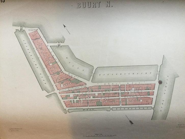 AMSTERDAM, Chinatown, Ridder- en Jonkerstraat e.o., 1876., Antiek en Kunst, Kunst | Etsen en Gravures, Verzenden