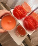 Mooie kaarsen met witte houder, Overige materialen, Nieuw, Ophalen of Verzenden, Overige kleuren