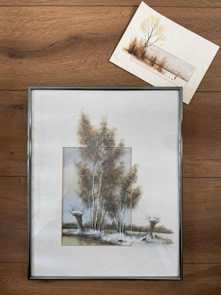 John Verbroeck – knotwilgen met fazanten in polderlandschap, Antiek en Kunst, Kunst | Schilderijen | Klassiek, Ophalen