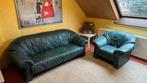 Leren loungeset. Echt leer. Donkergroen., Antiek en Kunst, Antiek | Meubels | Stoelen en Banken, Ophalen