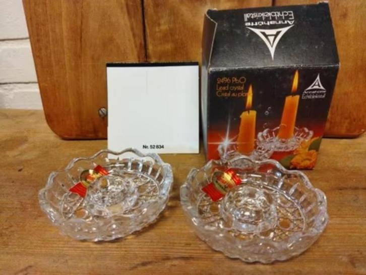 2 Bleikristall kandelaars, Antiek en Kunst, Antiek | Kandelaars, Kristal, Ophalen of Verzenden