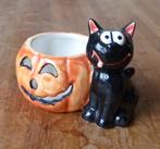 Halloween partylight zwarte kat pompoen waxinelichthouder, Verzamelen, Beelden en Beeldjes, Gebruikt, Ophalen of Verzenden, Dier