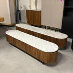 tv dressoir Japandi 200cm 240cm bruin mango marmer top!, Huis en Inrichting, Ophalen, Japandi, Gebruikt, 150 tot 200 cm