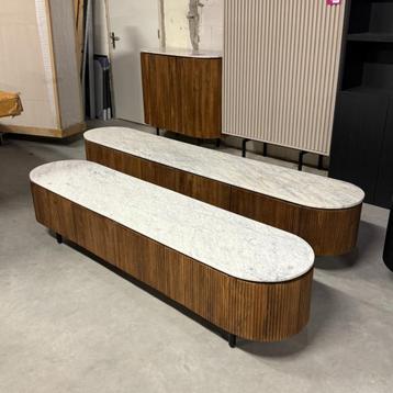 tv dressoir Japandi 200cm 240cm bruin mango marmer top! beschikbaar voor biedingen