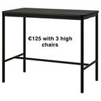 Bar table with 3 high chairs, Ophalen, Tweepersoons, Zo goed als nieuw, 200 cm