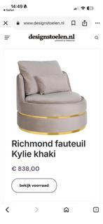 Richmond Fauteuil Kylie Khaki, Ophalen, Zo goed als nieuw, Stof, 75 tot 100 cm
