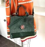 Mooi groene leren schoudertas tas NIEUWSTAAT CHCS, Ophalen of Verzenden, Zo goed als nieuw, Groen, Overige typen
