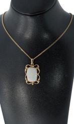 Opaal edelsteen fraaie 14k gouden ketting hanger dames, Voordeelsieraden, Verzenden, Zo goed als nieuw, Met edelsteen
