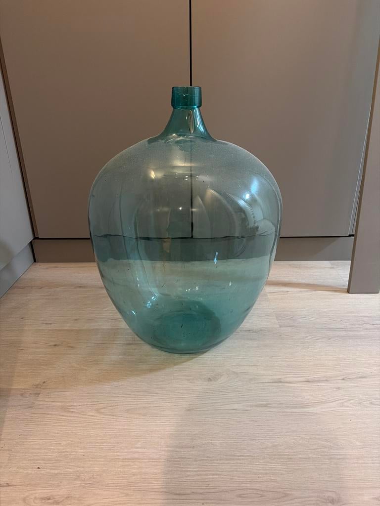 Grote Dame Jeanne Vaas - 65x45 cm, Ophalen, 50 tot 75 cm, Blauw, Glas