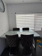 Moderne Eettafel met Salontafel en Eetstoelen, Huis en Inrichting, Gebruikt, 150 tot 200 cm, Ophalen of Verzenden, Glas