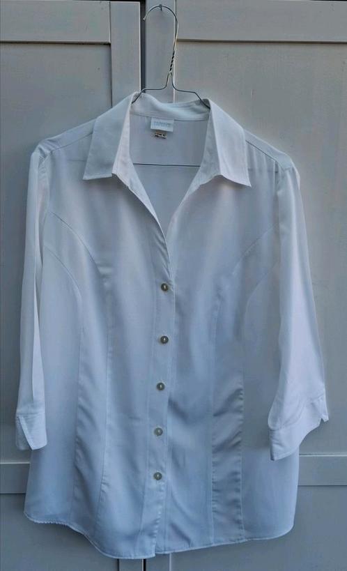 Vintage blouse, maat 42/XL - wit - 3/4 mouw - 90's, Kleding | Dames, Blouses en Tunieken, Gedragen, Maat 42/44 (L), Wit, Ophalen of Verzenden