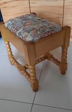 Vintage eiken pianostoel met jacquard bekleding, Ophalen, Gebruikt, Hout