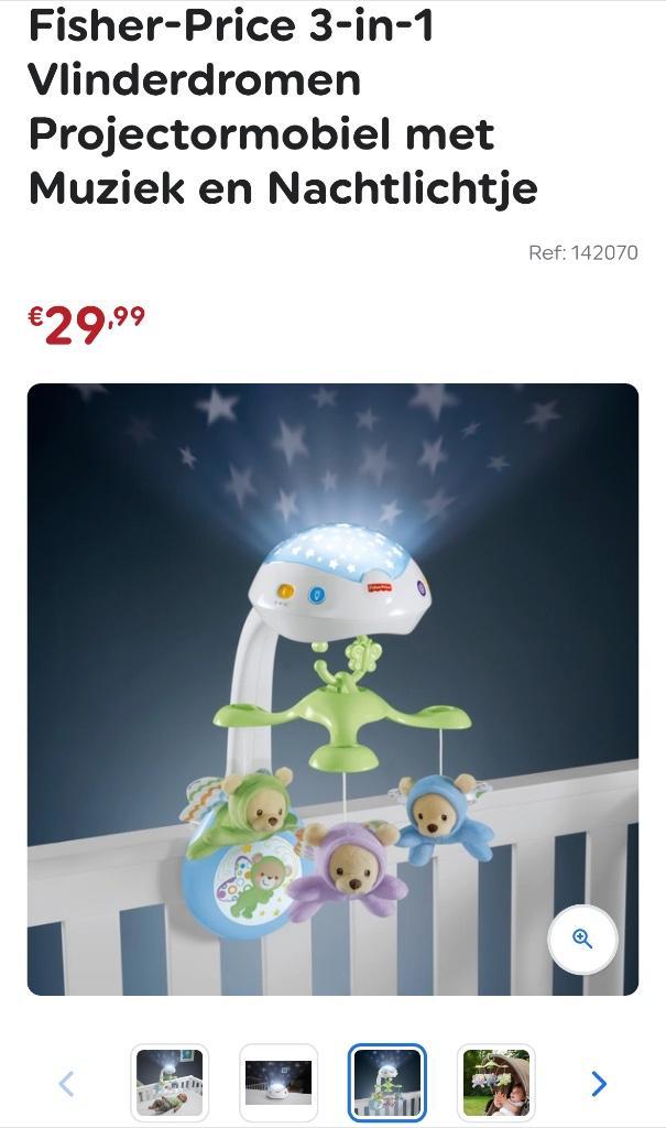 Fisher price vlinder dromen mobiel, Kinderen en Baby's, Speelgoed | Fisher-Price, Zo goed als nieuw, Speelset, Met licht, Met geluid