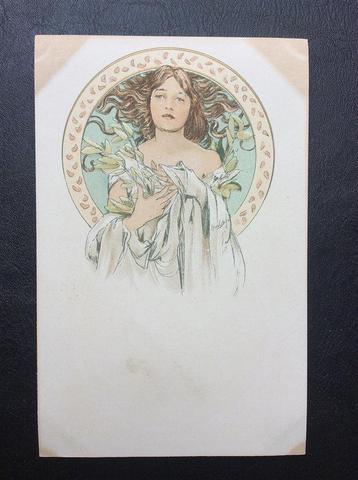 Alphonse Mucha Originele Briefkaart Ansichtkaart art nouveau beschikbaar voor biedingen
