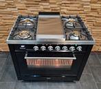🔥Luxe Fornuis Boretti 90 cm hoogglans zwart oven 300 graden, 60 cm of meer, 5 kookzones of meer, Vrijstaand, 90 tot 95 cm
