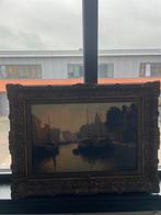 Haven en stadsgezicht Dordrecht - Schilderij, Ophalen of Verzenden