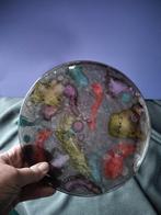 Glazen Bord met Abstract Design, Gebruikt, Schaal, Rond, Ophalen of Verzenden