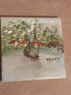 Handbeschilderd mosa tegel schip dorp Mary, Antiek en Kunst, Antiek | Wandborden en Tegels, Ophalen