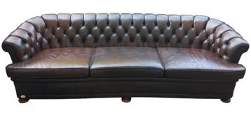 OLD Chesterfield 3-zits bank–Leer in Donker Chocolade Bruin beschikbaar voor biedingen