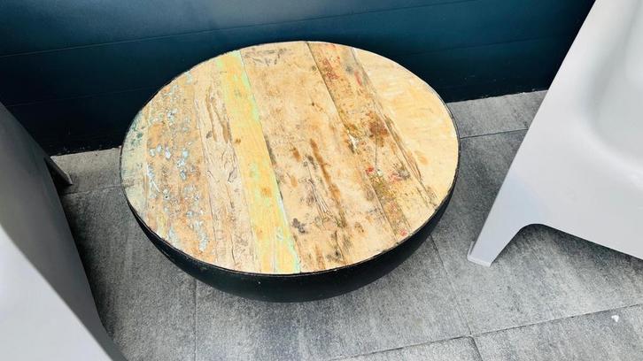 Byboo Bijzettafel Rond Hout Zwart, Huis en Inrichting, Tafels | Bijzettafels, Gebruikt, Rond, Minder dan 45 cm, 75 cm of meer
