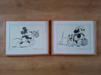 2x prent tekening Micky Mouse Walt Disney, Antiek en Kunst, Kunst | Litho's en Zeefdrukken, Ophalen of Verzenden