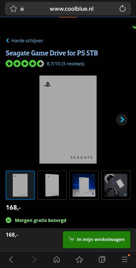 Seagate Game Drive PS5 5TB - Externe Harde Schijf, Spelcomputers en Games, Spelcomputers | Sony PlayStation 4, Zo goed als nieuw