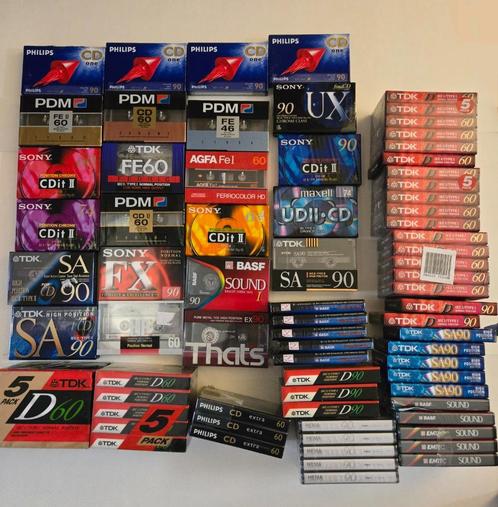 76x Cassette audio bandjes ongebruikt en verzegeld, Cd's en Dvd's, Cassettebandjes, Nieuw in verpakking, Origineel, 26 bandjes of meer