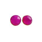 Roze chalcedoon Gold Plated 925 zilveren oorknopjes., Verzenden, Nieuw, Roze, Zilver