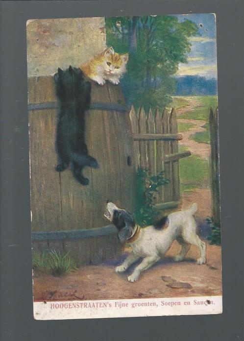 2974 Oude kunstkaart dieren poes poezen kat katten hondje, Verzamelen, Ansichtkaarten | Dieren, Ongelopen, Hond of Kat, Verzenden