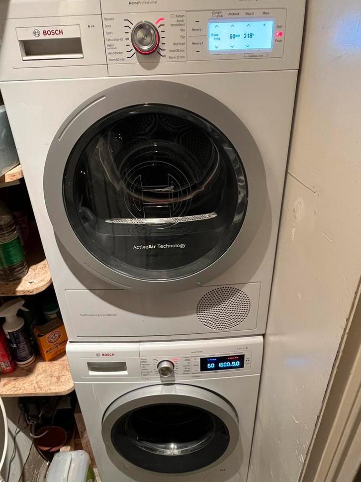 Bosch wasmachine en wasdroger, Witgoed en Apparatuur, Wasmachines, Gebruikt, Voorlader, 8 tot 10 kg, 85 tot 90 cm, 1200 tot 1600 toeren