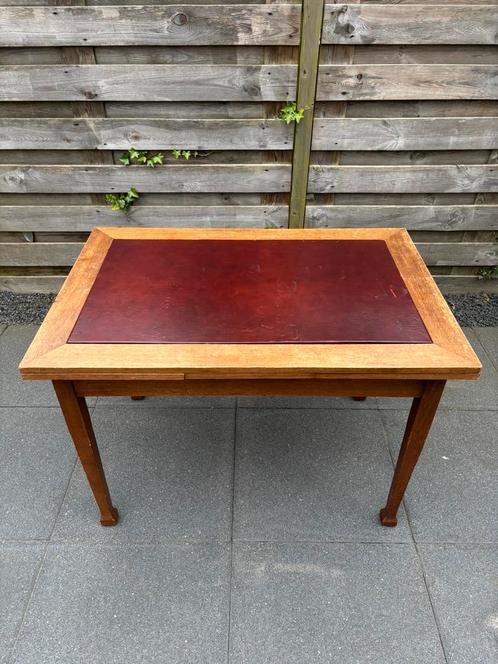 Antieke tafel | Uitschuifbaar | Met leer | Design | Vintage, Antiek en Kunst, Antiek | Meubels | Tafels, Ophalen