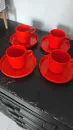 Vintage kop en schotels Mepal oranje 4x, Caravans en Kamperen, Ophalen of Verzenden, Gebruikt