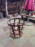 grote metalen mand voor openhaatdhout, Huis en Inrichting, Woonaccessoires | Schalen en Manden, Ophalen, Gebruikt, Rond, Hout