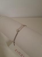 Zilveren gourmet enkelbandje met naamplaatje 10,5 cm, Ophalen of Verzenden, Nieuw, Zilver